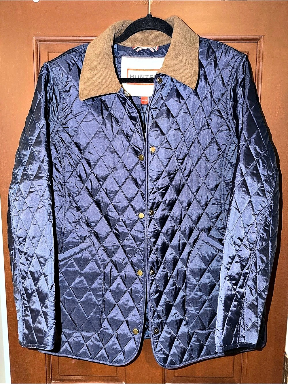 Hunter Rachel Diamond Quilted Barn Jacket Blue Medium